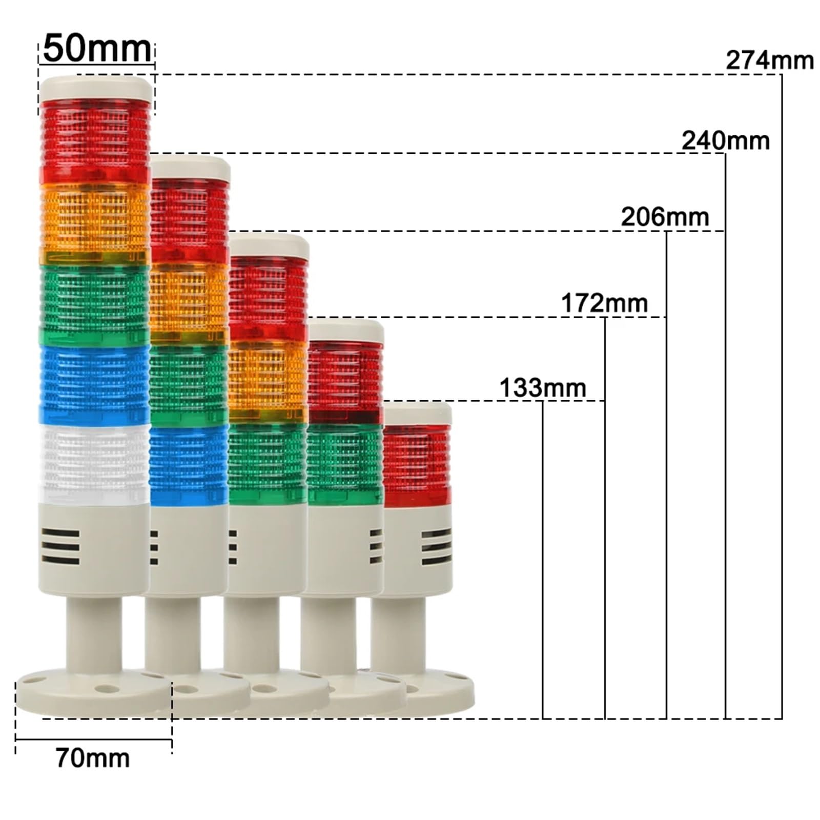 Przemysłowe światło ostrzegawcze LED czerwone bursztynowe zielone światło LED do maszyny DC12/24V stałe/lampa błyskowa AC220V ostrzegawcza lampka ostrzegawcza alarm sygnał 1 szt. (1 z Buzzer-niebieski