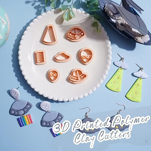 Miniatura 4 de Puocaon Cortadores de aretes de arcilla para gatos, 7 piezas de jarrones de pintura de gatos, cortadores de arcilla polimérica para hacer joyas,