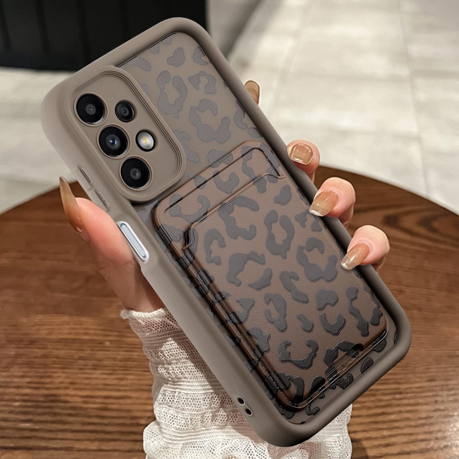 MOWIME Compatible with Samsung Galaxy A32 5G Case with Card Holder, Cheetah Print Shockproof Soft TPU Protective Cover Women Girls, Anti Scratch