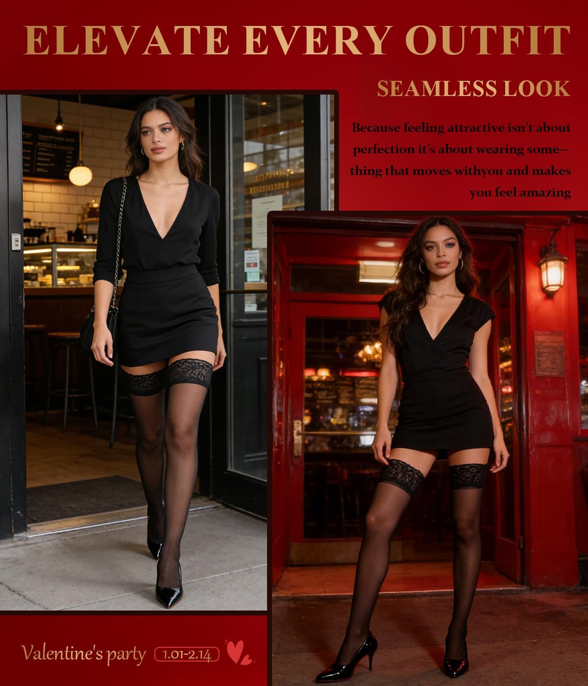 MERYLURE Non-Slip Stay Up Thigh High Stockings for Women,Reinforced Strong Lace Top Sheer Pantyhose Sexy Lingerie - Image 5