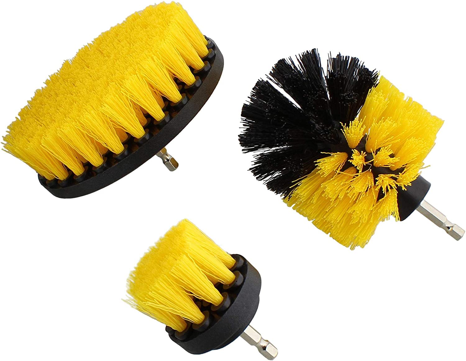 DOCAT Drill Brush Power Scrubber Bathroom Cleaning Brush Attachment Set Multi-Purpose Scrub Brush for Grout Floor Tub Shower Tile Bathroom and Kitchen Surface Drill Machine Not Included (Yellow)