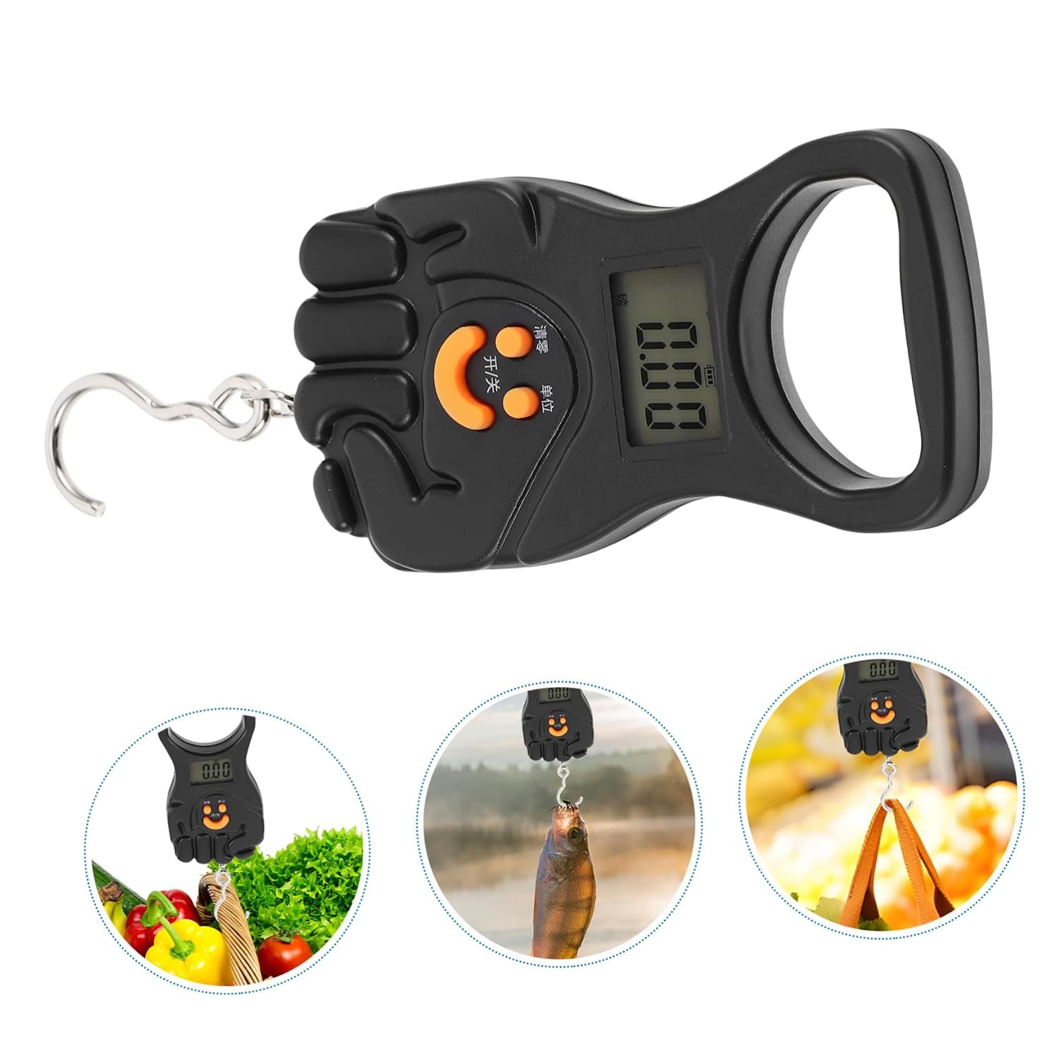 Portable Handheld Luggage Scale 50kg Spring Hook with Black Plastic