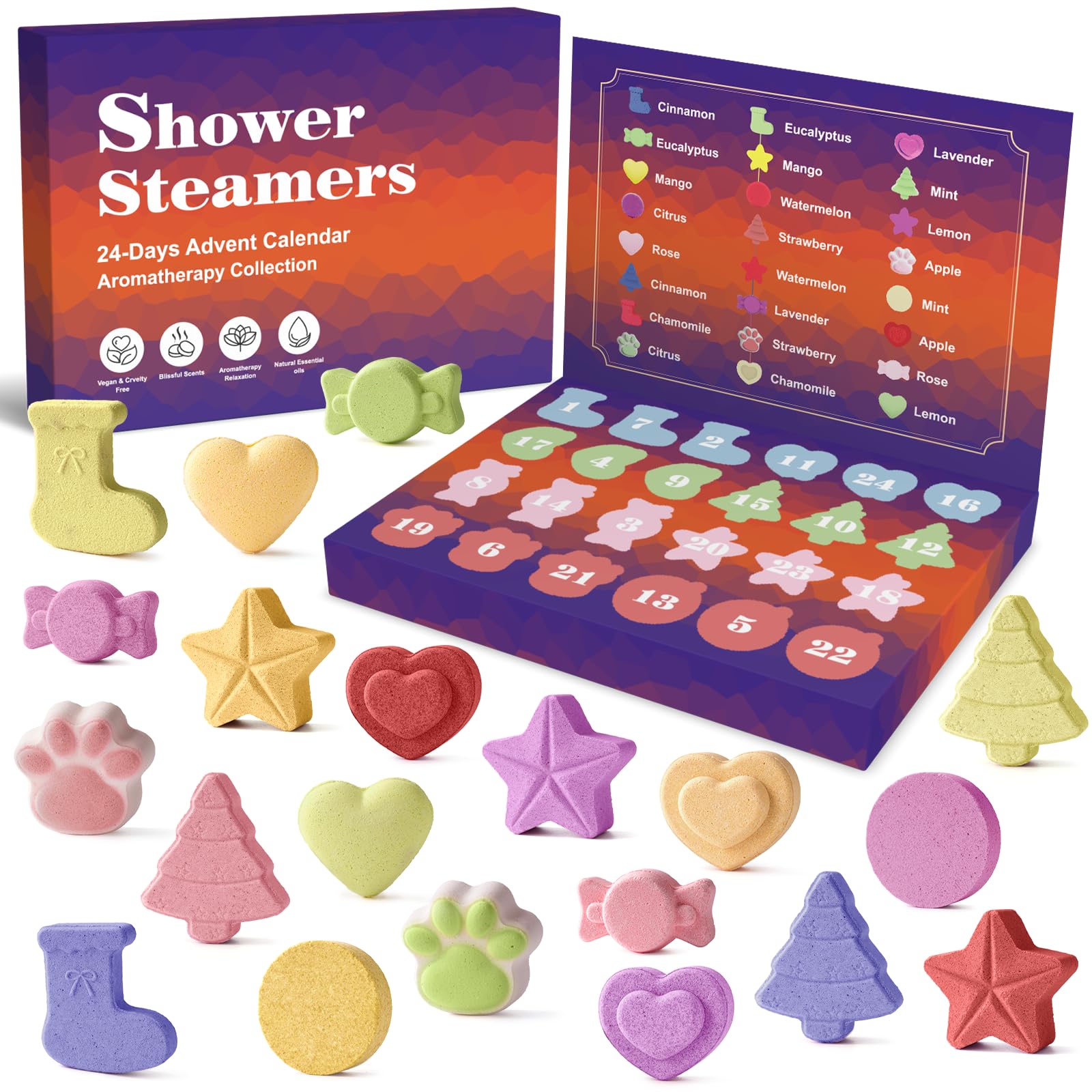 Amazon.com: Advent Calendar 2025-24 Pack Aromatherapy Shower Bombs