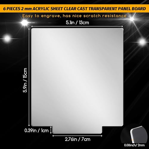 Vista 2 de 6 piezas de lámina acrílica de 0.079 pulgadas (0.079 in) película LED transparente para base de luz LED, pantalla transparente gruesa con película