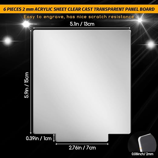 Lámina de Acrílico Transparente 2 mm 6 Piezas para Manualidades LED miniatura 2