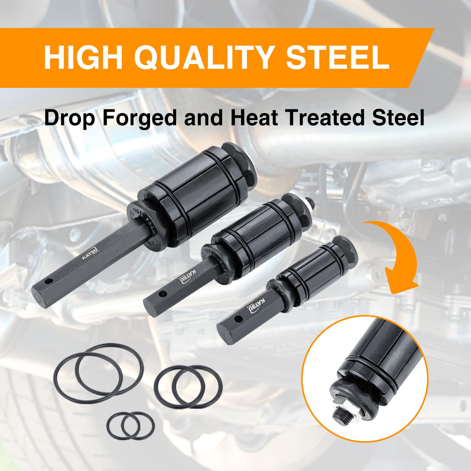 KATSU Tools Coffret 3 pcs élargisseur de tuyau d’échappement – acier forgé, kit universel pour systèmes échappement, silencieux, camions et véhicules