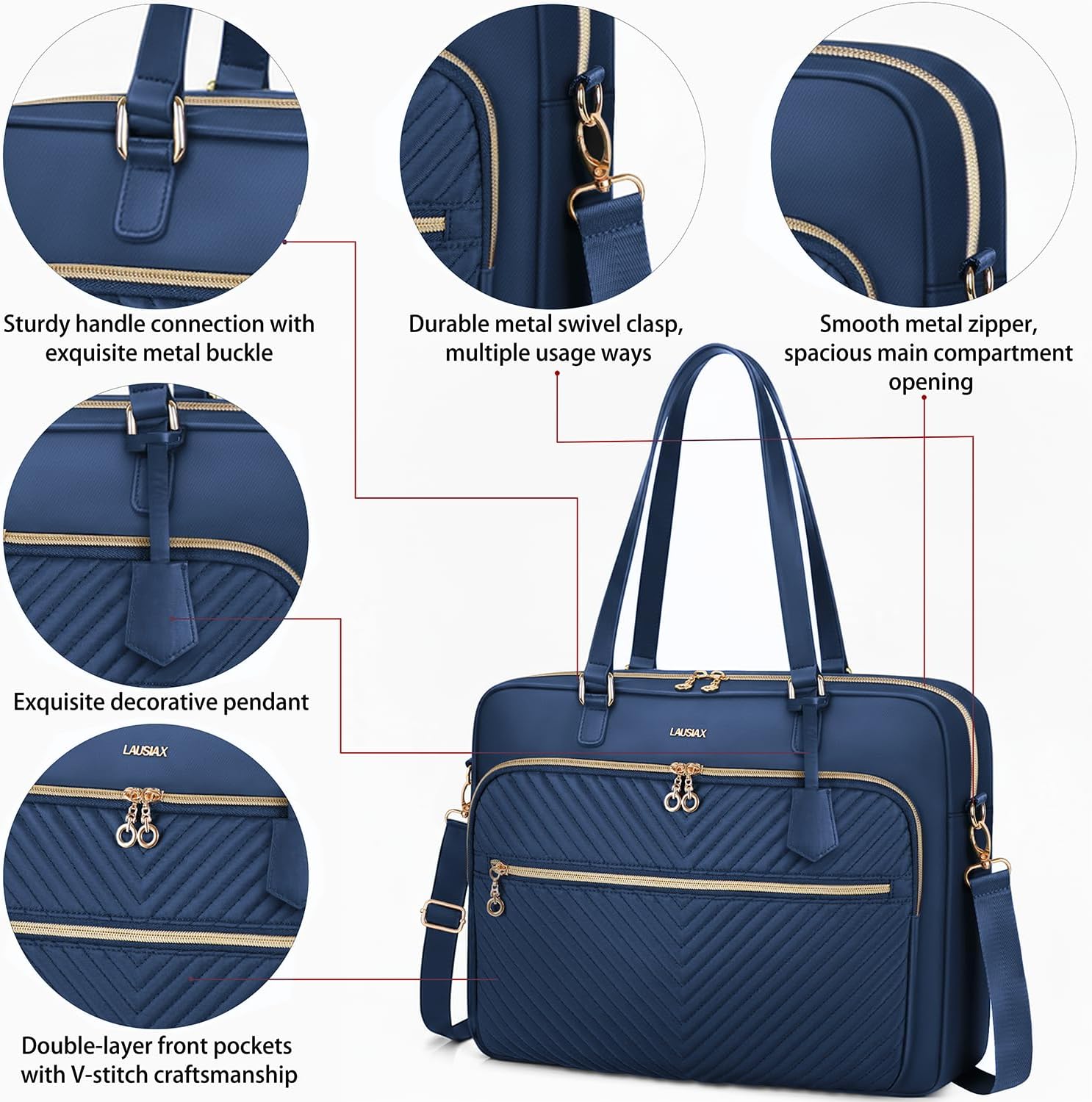 Laptop Bag Case for Women Men Tote Bag Briefcase Compatible with MacBook/Dell/HP/Acer/ASUS, Waterproof Shoulder Carrying Briefcase, Blue, 15.6-16 Inch