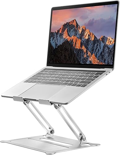 PHOCAR Soporte elevador para laptop, soporte ajustable para laptop, soporte de refrigeración plegable de aluminio portátil compatible con MacBook,