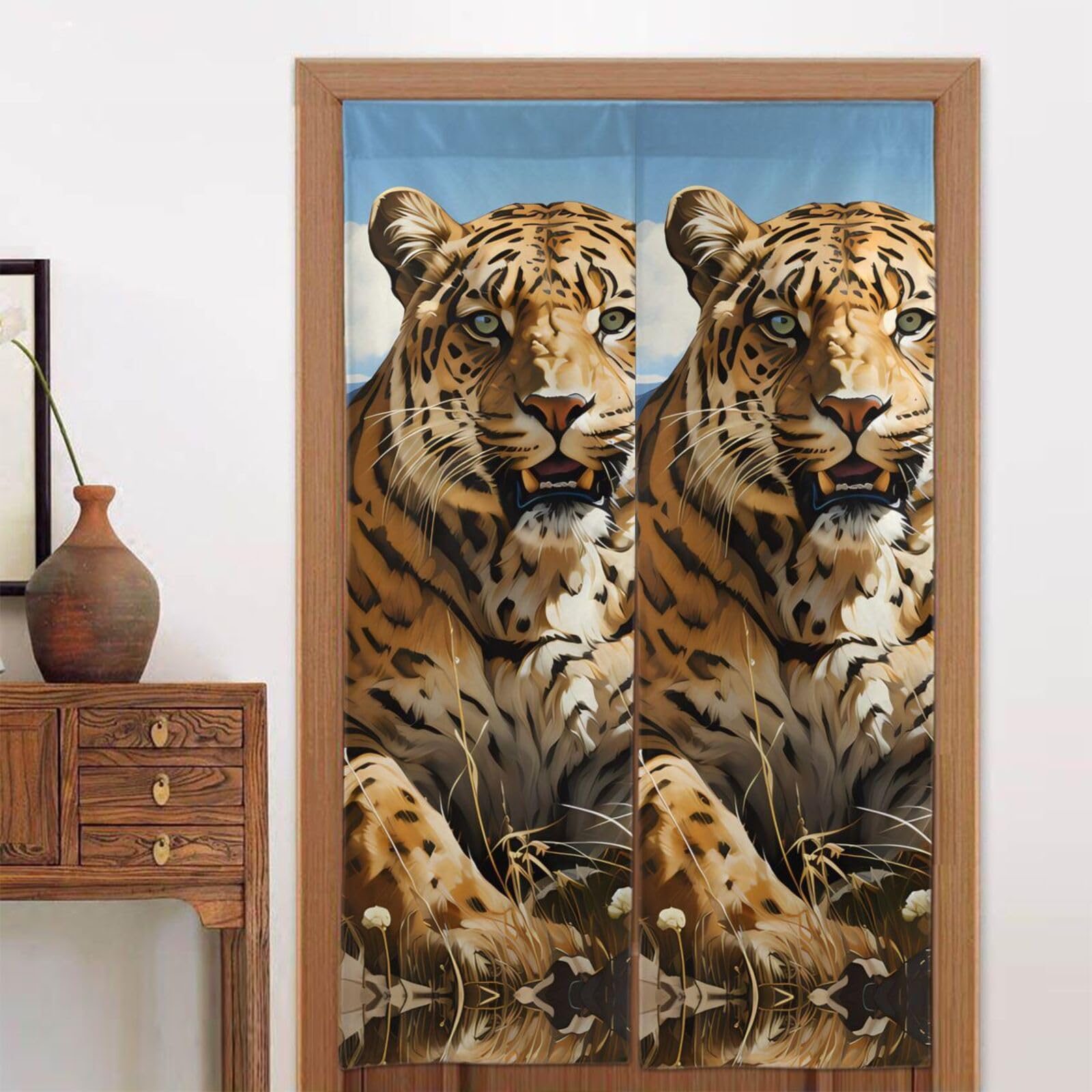chenfandi Leopard in search of prey Door curtain, blackout, suitable for bedrooms, bathrooms, windows, etc., 86 x 143 cm.