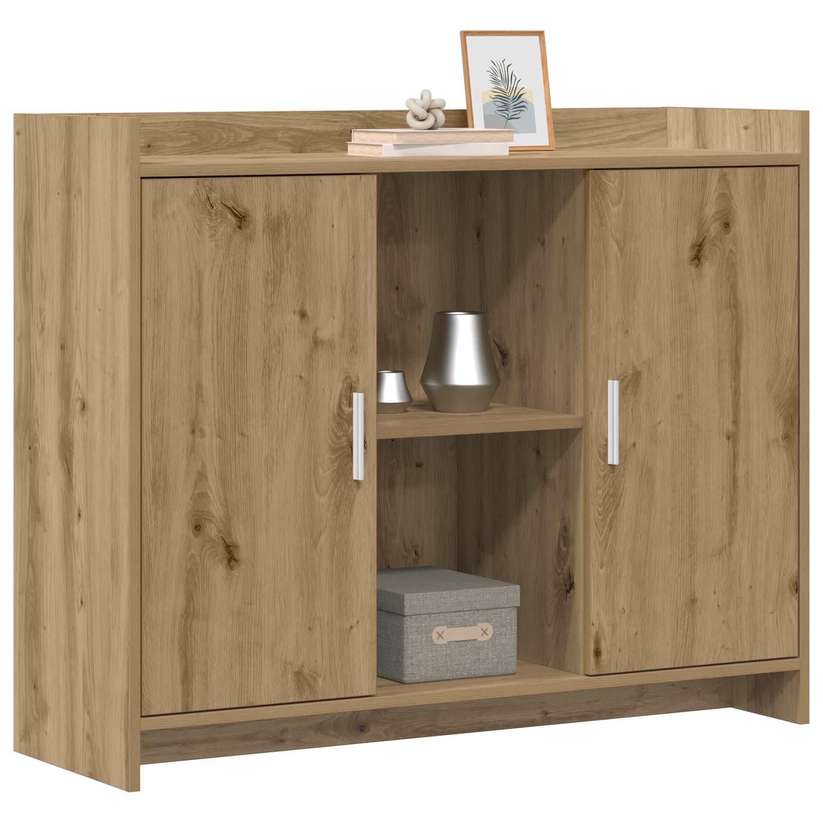 Buffet 2 Portes 3 Étagères 98,5x33x80 cm Meuble Bas Salon