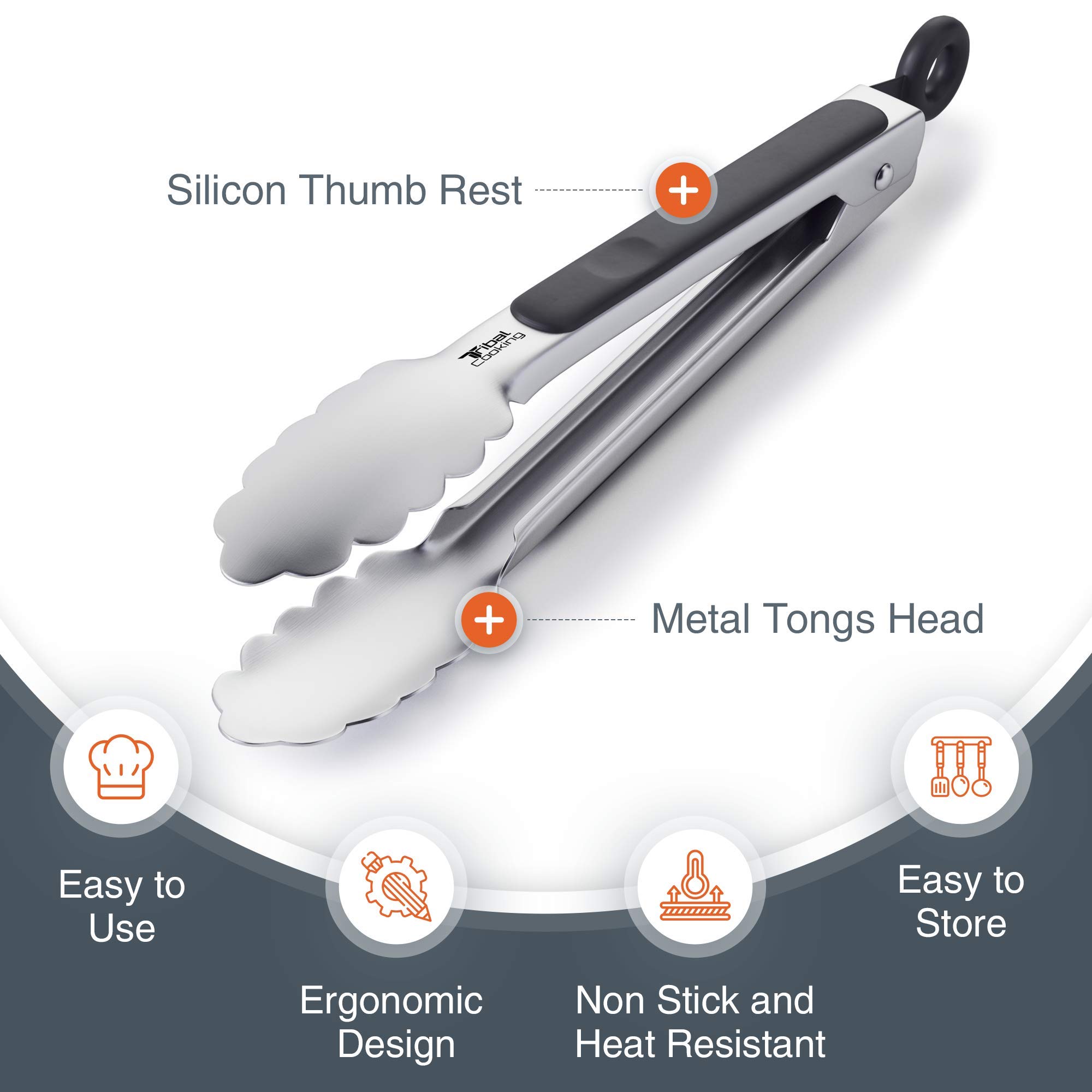 Buy Tribal Cooking Kitchen Tongs with Silicone Tips Stainless Steel