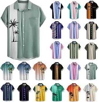 Camisa Bolos Vintage Hombre Hardaddy - Manga Corta - Estampado Hawaiano - Verano