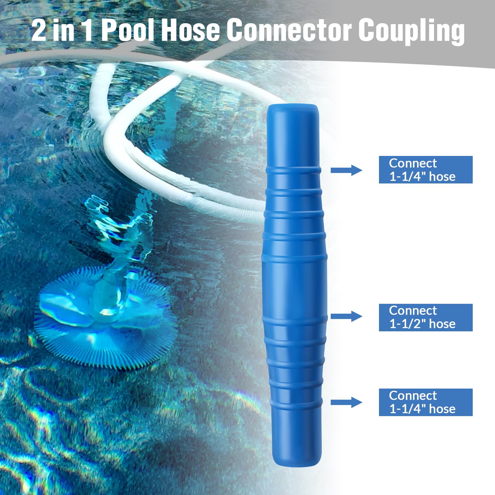 Kit de 6 adaptadores de manguera de piscina, adaptador B de manguera 11238 y acoplamiento de conector de manguera de 1-1/4 pulgadas o 1-1/2 pulgadas para limpiador de piscina, filtro de