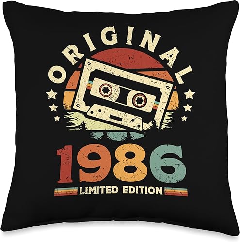 Retro Limited Edition 1986 Cassette Tape 38th Birthday Throw Pillow Retro Limited Edition 1986 Cassette Tape 38th Birthday Throw Pillow