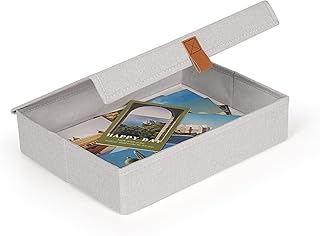 Decorative Photo Storage Box, Photo Boxes Storage with Lids Keepsake Box to Store Pictures, Envelope, Scrapbook Supplies Comes with Business Card Frame to Mark (Small)