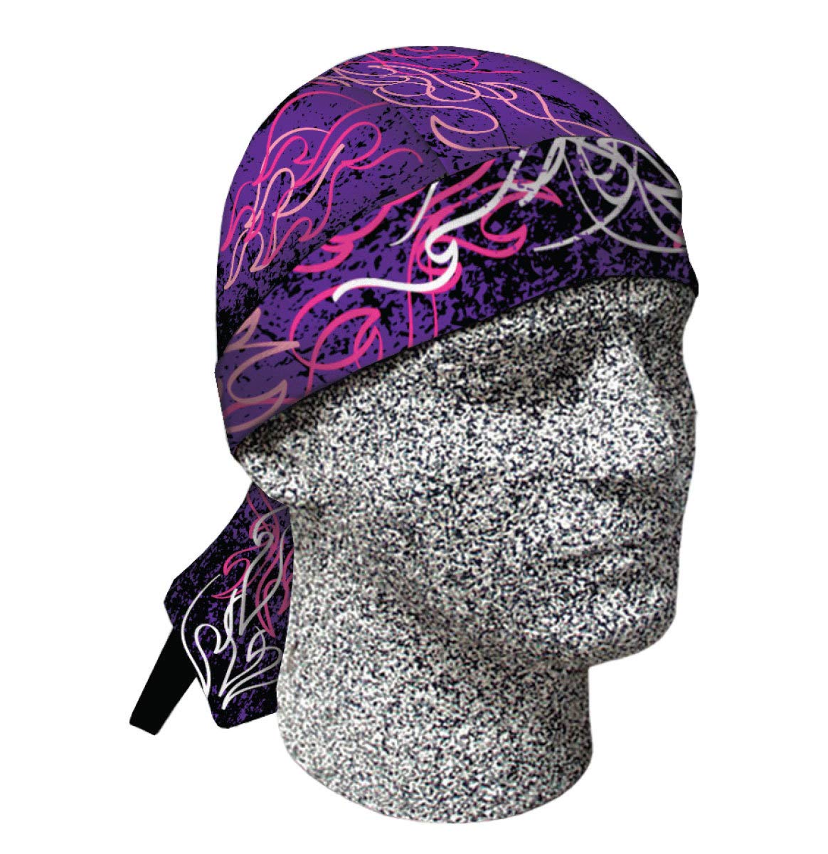 Capsmith Purple Pink Black Pinstripe Firey Flames Danbanna Headwrap Doo Rag Skull Cap Sweatband Durag