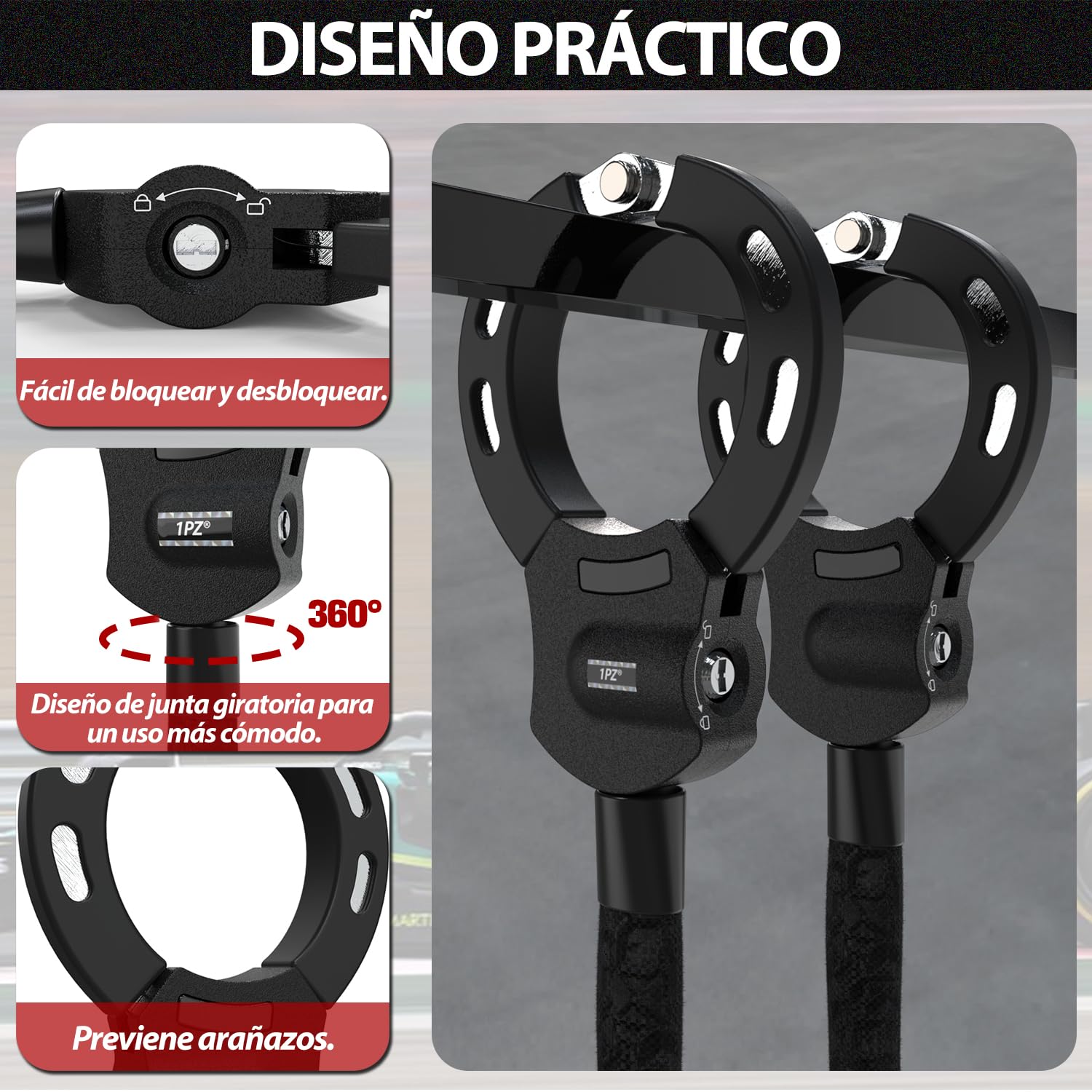 1PZ ES3-NA3 Candado Bicicleta Antirrobo Candado Patinete Electrico Cerradura de Esposas con llave para Segway Ninebot Xiaomi Razor