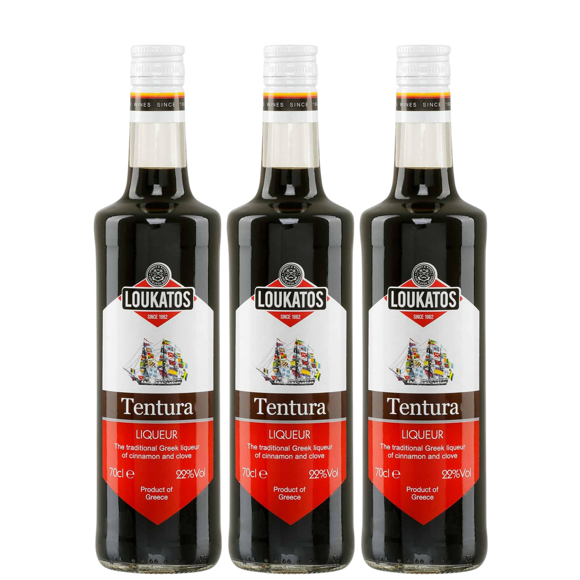 Tentura Likör 3x 0,7l | 22% Vol. | Likör aus Mavrodaphne, Zimt & Nelken | Loukatos Distillery | + 20ml Jassas Olivenöl