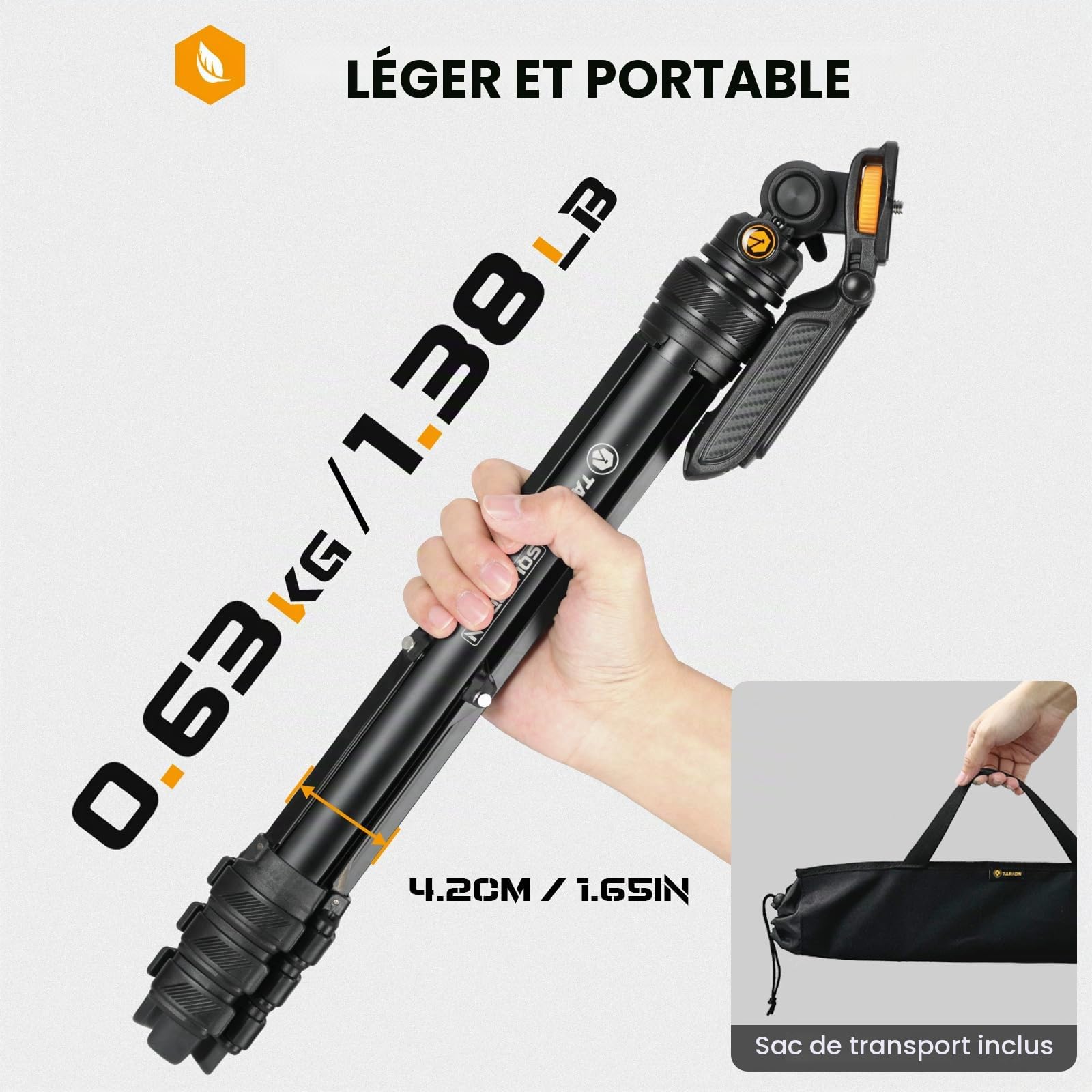 TARION Trepied Appareil Photo Compact: Trepied Telephone Smartphone Portable avec Tête de Trépied Amovible Trepied de Voyage Camera DSLR Leger pour Vidéo Vlog Stream Photographie Squorpion