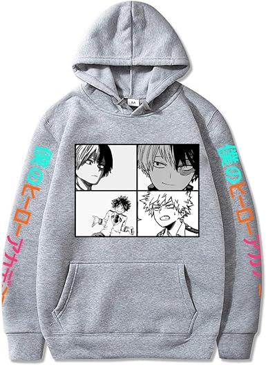 Sudadera unisex con capucha My Hero Academia divertida capucha Boku No Hero  Academia Sudadera de manga larga Todoroki Bakugou gris XXXL: Amazon.es: Ropa