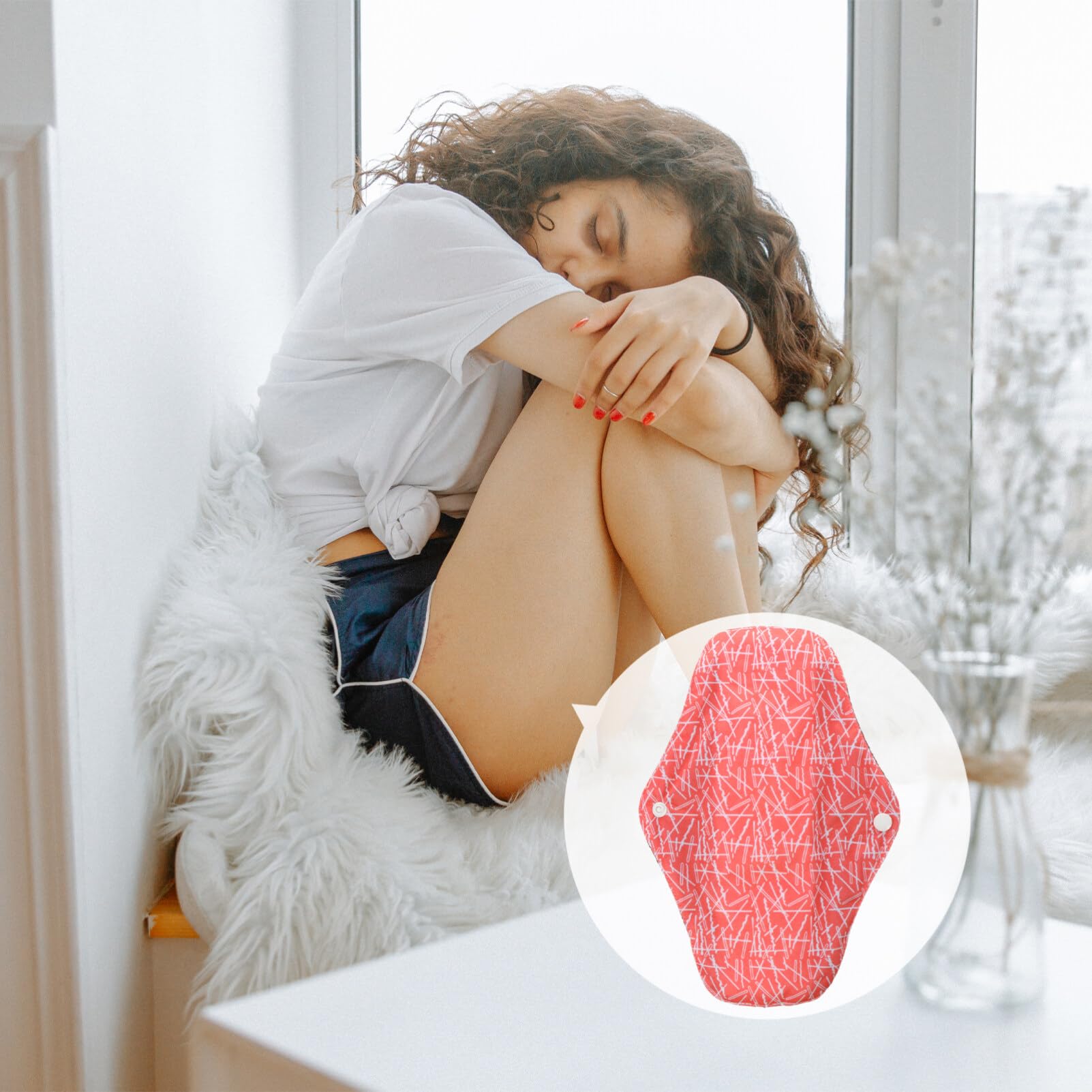 8 Pezzi Assorbente in Carbone Di Bambù Assorbenti Riutilizzabili Assorbente Lavabile Assorbente Pesante Assorbente Mestruale in Cotone Tovagliolo Donna Flusso