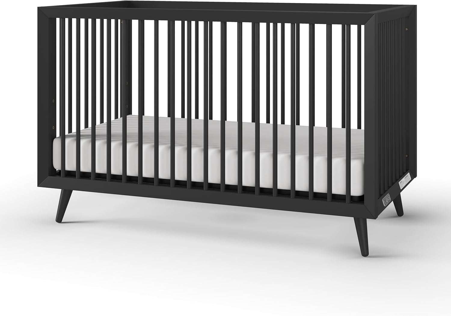 Child Craft Cranbrook 4-in-1 Convertible Baby Crib, Mid-Century Modern Nursery Furniture Converts to Toddler Bed Daybed & Full-Size Bed, Adjustable Mattress Heights, Baby Safe Finish (Ebony) | 4-in-1 Crib, Baby Safe Finish, Adjustable