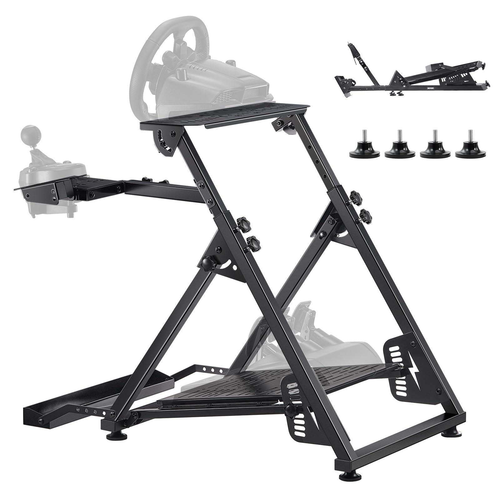 VEVOR Soporte para Volante de Carreras Ajustable y Plegable, para Logitech G923, G920, G29 y G27, Thrustmaster T300RS TX, F458, T500RS, T3PA-PRO F1/GT, Consola de Juegos, 900 x 710 x 845 mm