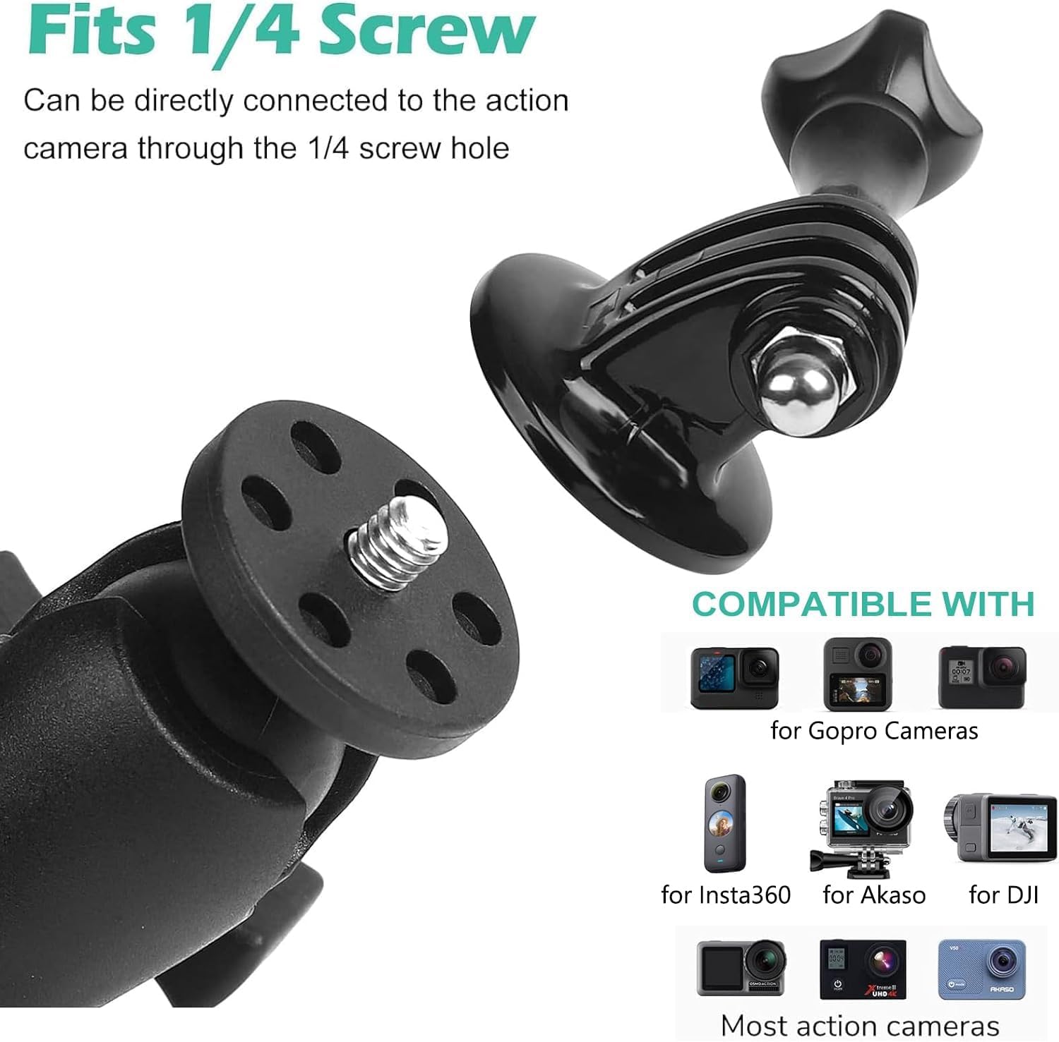 Supporto per bicicletta per montaggio su manubrio moto per GoPro Hero 13 12 11 10 9 8 SJCAM Insta360 AKASO DJI Osmo Action Camera Accessori  44