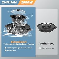 ENFRIFAM 2000W Elektromos Hot Pot és Raclette Grill, 8 Személyes, Kettős Főzőzóna, Független Hőmérséklet Szabályozás, Tapadásmentes Bevonat 7