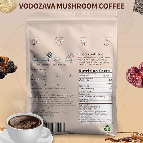 Miniatura 7 de Café instantáneo de hongos en polvo para pérdida de peso, extracto de café expreso con melena de leones Chaga, cola de pavo Shiitake, Cordyceps