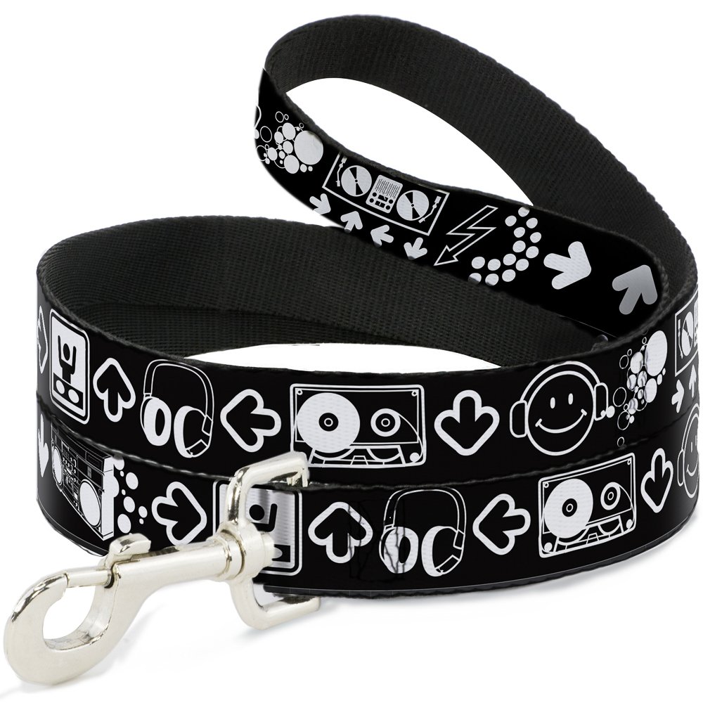 Laisse pour chien Music Happy Face Buckle Down 6 pieds