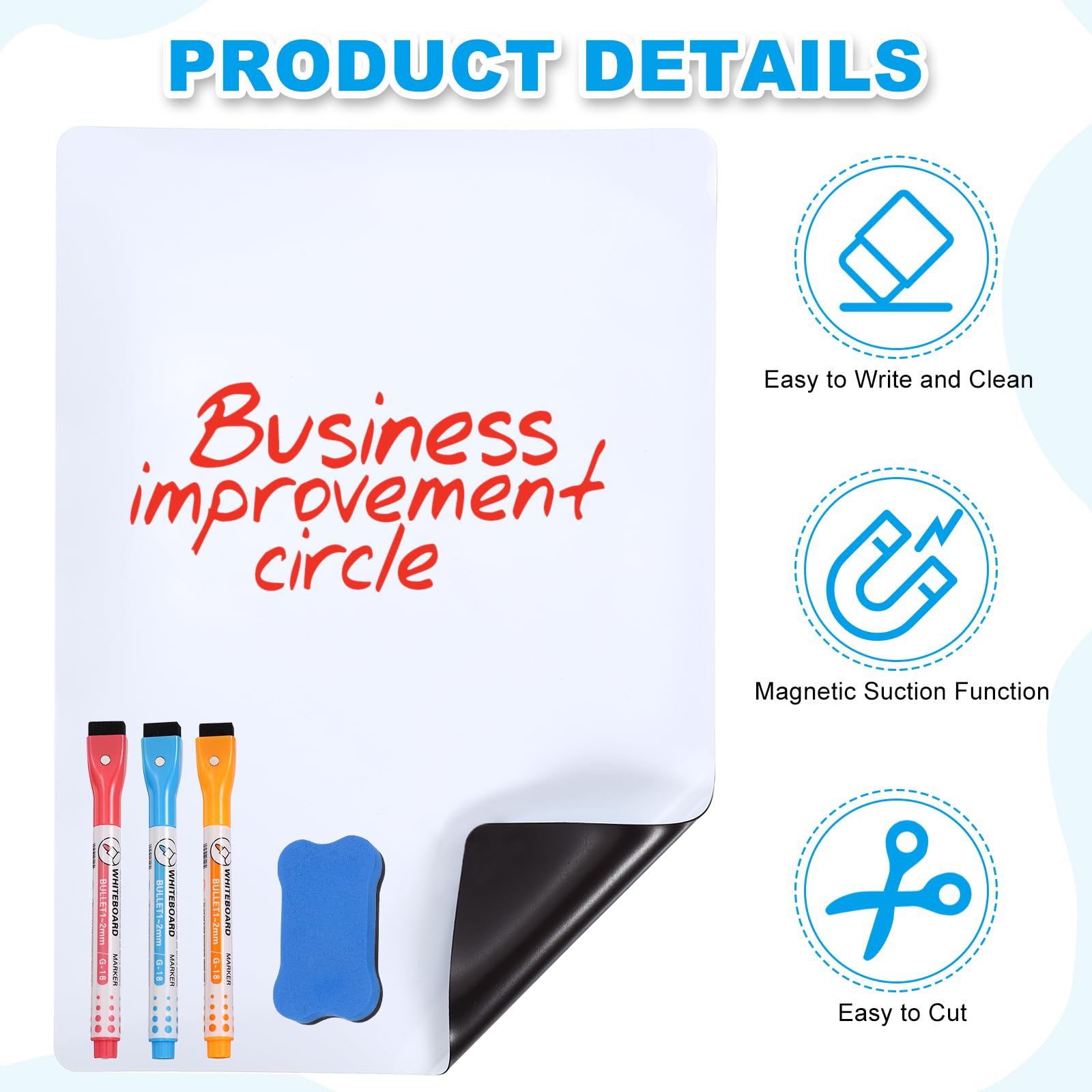 PATIKIL Magnetic Dry Erase Whiteboard Paper, 12"x8" White Board Stickers for Wall Whiteboard Contact Paper Sheet with Marker - Image 4