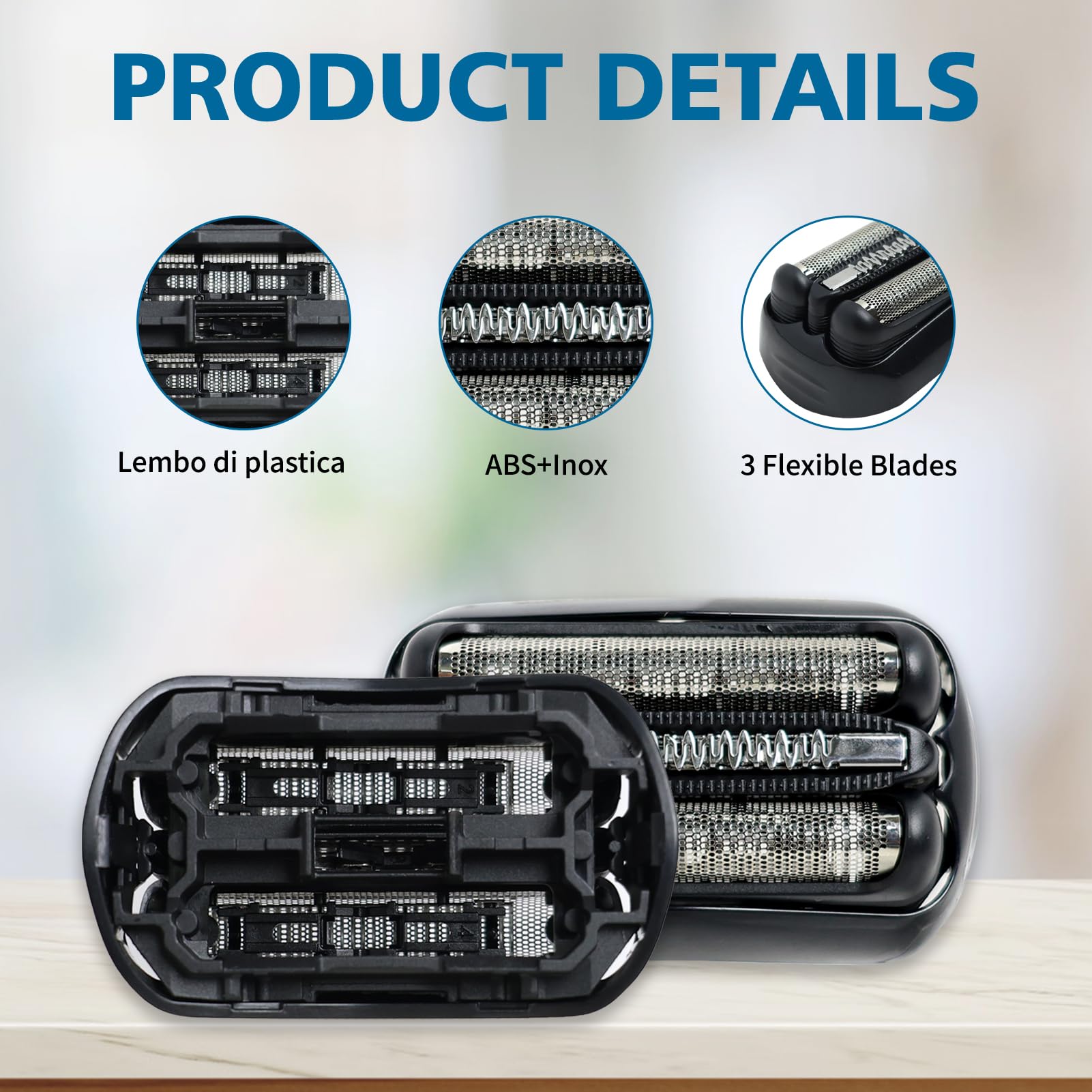 21B Testina Serie 3, Testina di Ricambio 21B Compatibile con S3-21B Testina Rasoio 300s, 310s, 320s, 330s, 340s, 360s, 3010BT, 3020s, 3030s, 3040s, 3080s