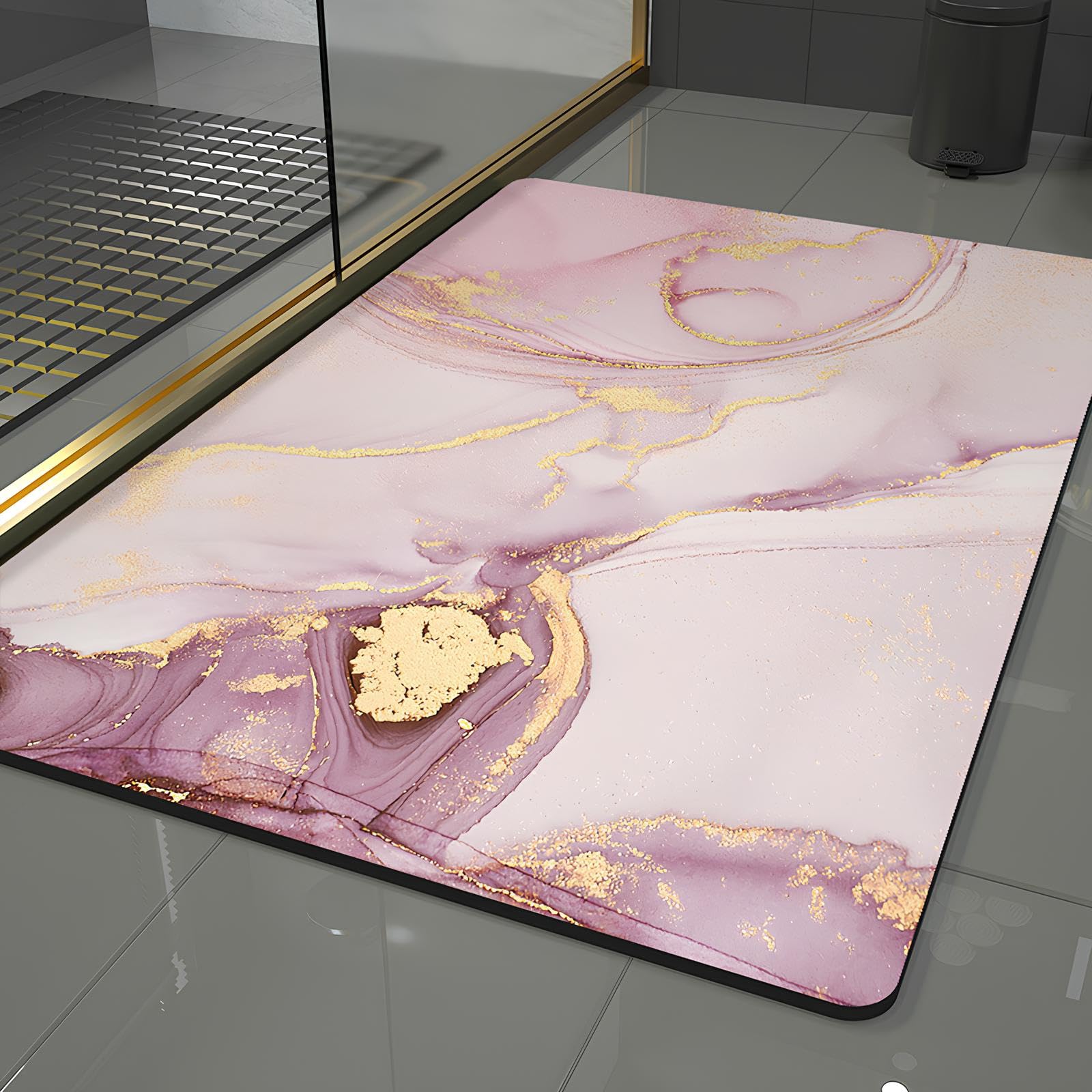 Pinkrin Diatomite Stone Bath Mat - Tappetino da Bagno in Pietra Morbido e Confortevole, Estremamente Assorbente, Perfetto Tappetino da Bagno Antiscivolo, Adatto per Diversi Stili di Casa