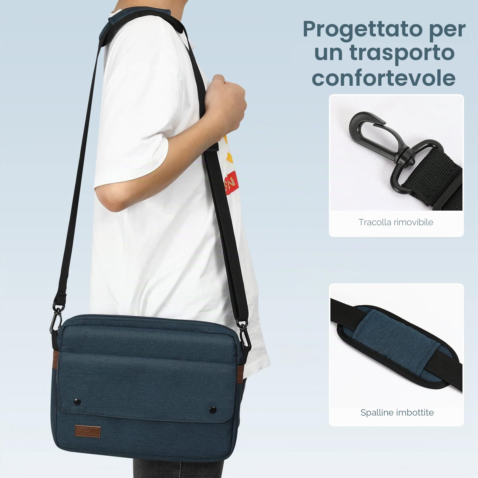 TiMOVO 9-11" Custodia per Tablet con Tracolla per iPad 10a Gen. 10.9", iPad 9a/8a/7a Gen. 10.2", iPad Air 11/Air 5a/4a Gen. 10.9", Galaxy Tab A9+/A9 Plus 11", Indaco