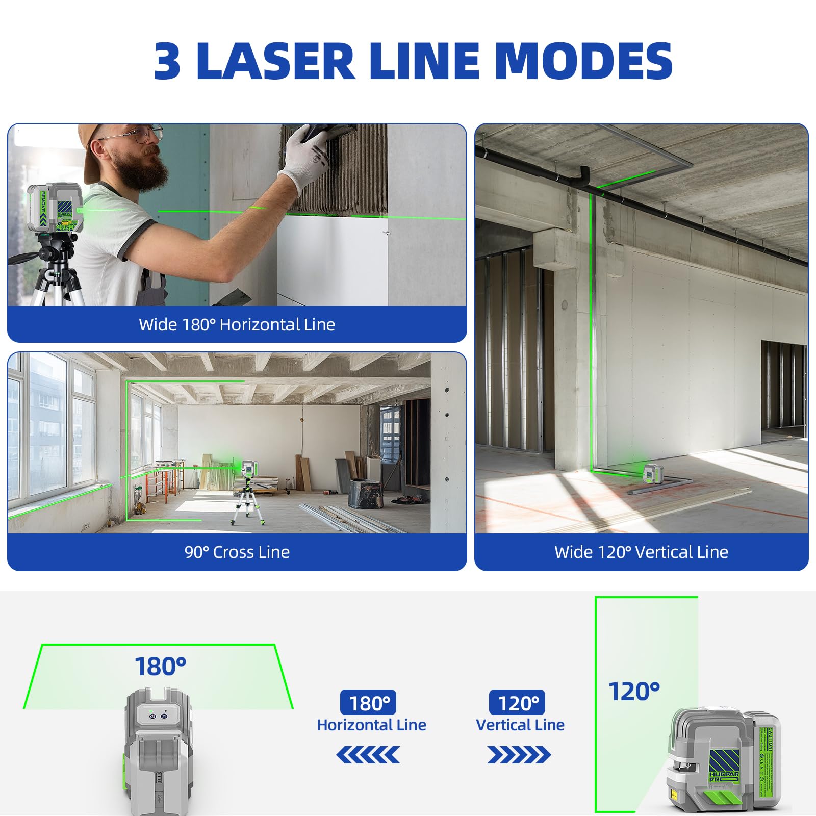 Huepar Pro Livella Laser Auto-livellante con Modalità di Impulso per Esterni, Linea Commutabile, Base Magnetica a 360°, per Fai-da-te, Costruzioni, Piastrelle e Decorazioni GK011SG