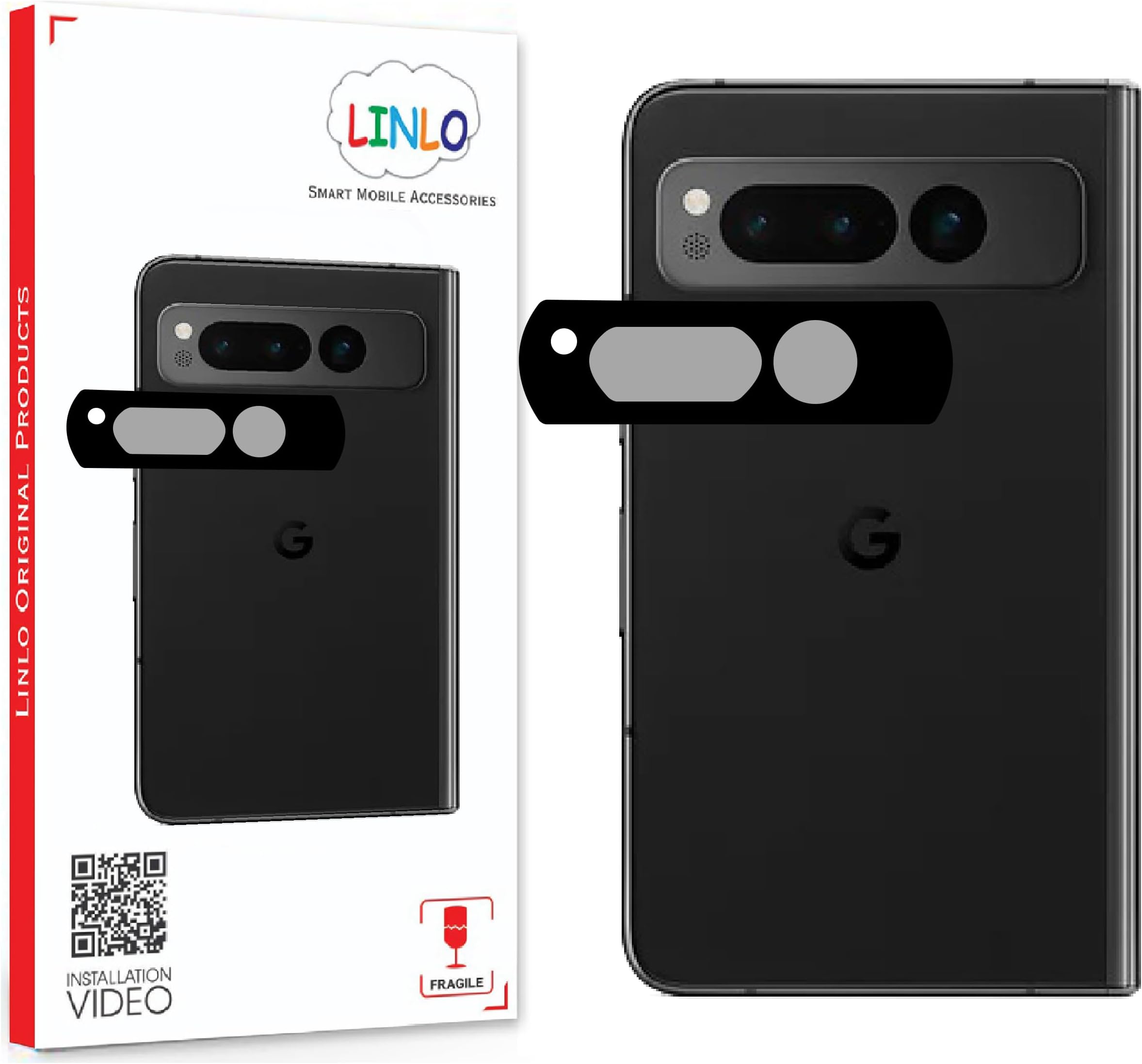 Back Camera Tempered Glass Lens Protector Compatible for Google Pixel Fold with Edge to Edge Coverage and Easy Installation Kit, Pack of 1