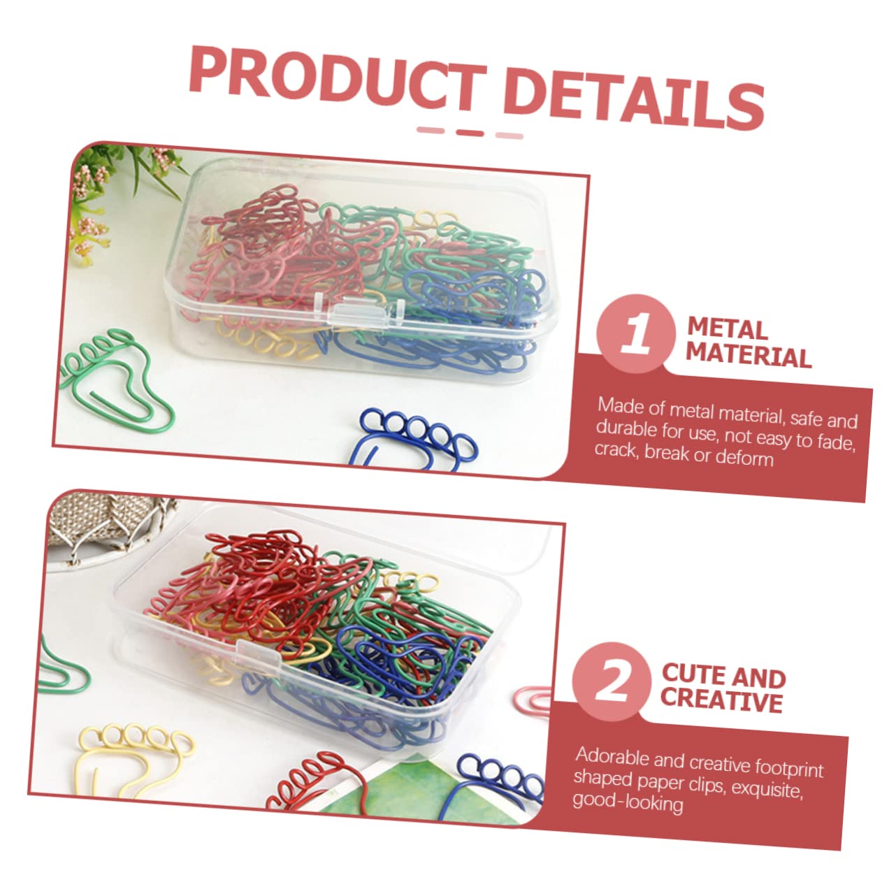 300pezzi Fermagli Per Carta Forma Di Piedino Accessori Per Ufficio Divertenti e Decorativi Clip Metalliche Per Organizzazione Documenti e Memo Misura Leggera e Pratica Per Casa e