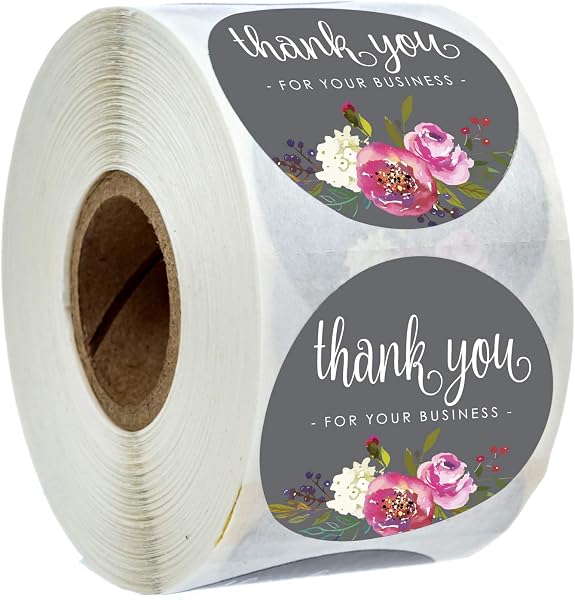 Aufkleber „Thank You for Your Business”, rund, 3,8 cm, 500 Etiketten pro Rolle