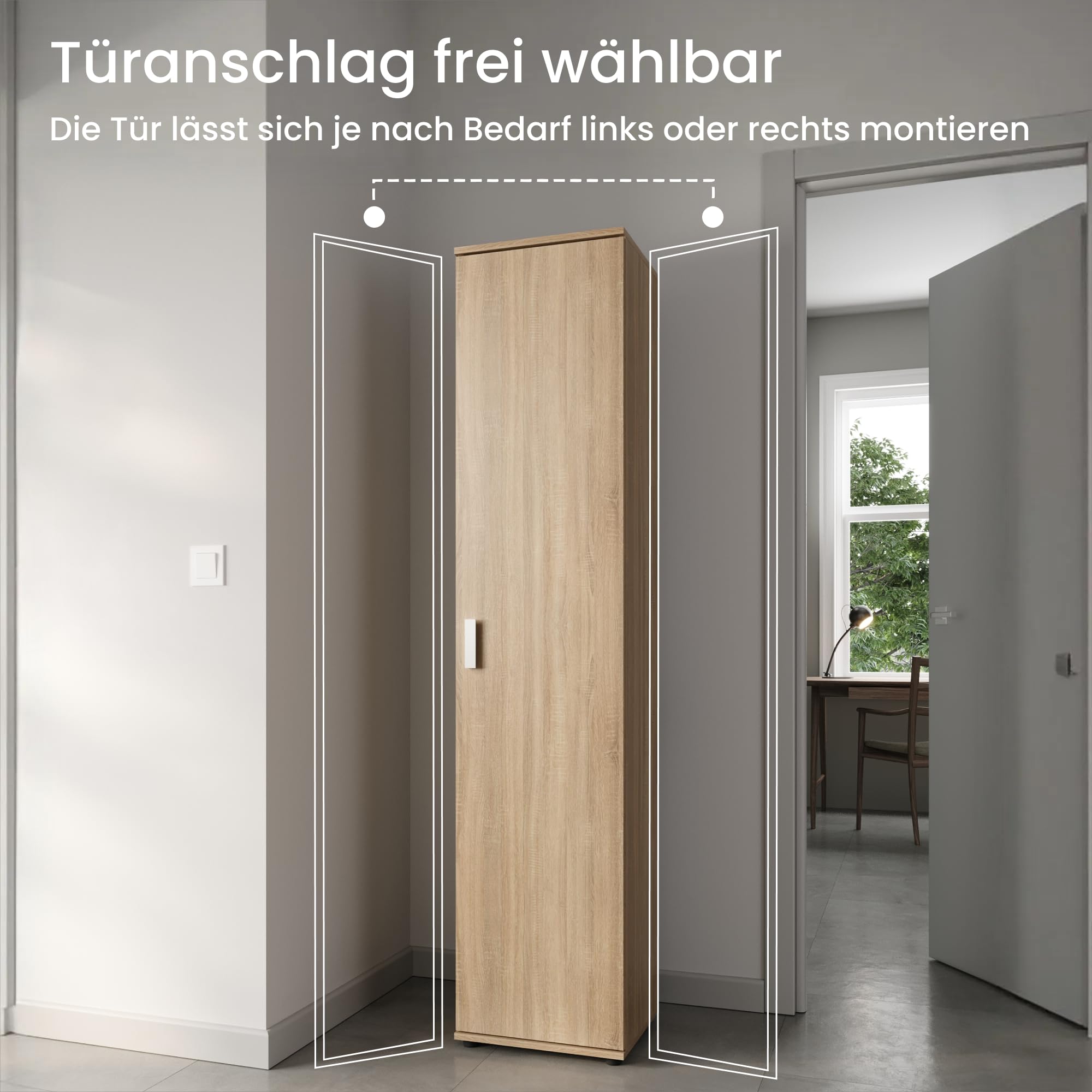 Schmaler Mehrzweckschrank Haushaltsschrank mit 1 Tür & 4 Einlegeböden