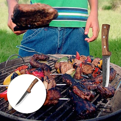 Miniatura 7 de LYUSan 57 cuchillo de carne forjado a mano cuchillo de deshuesado multiusos cuchillo de cocina para camping parrilla acero al carbono