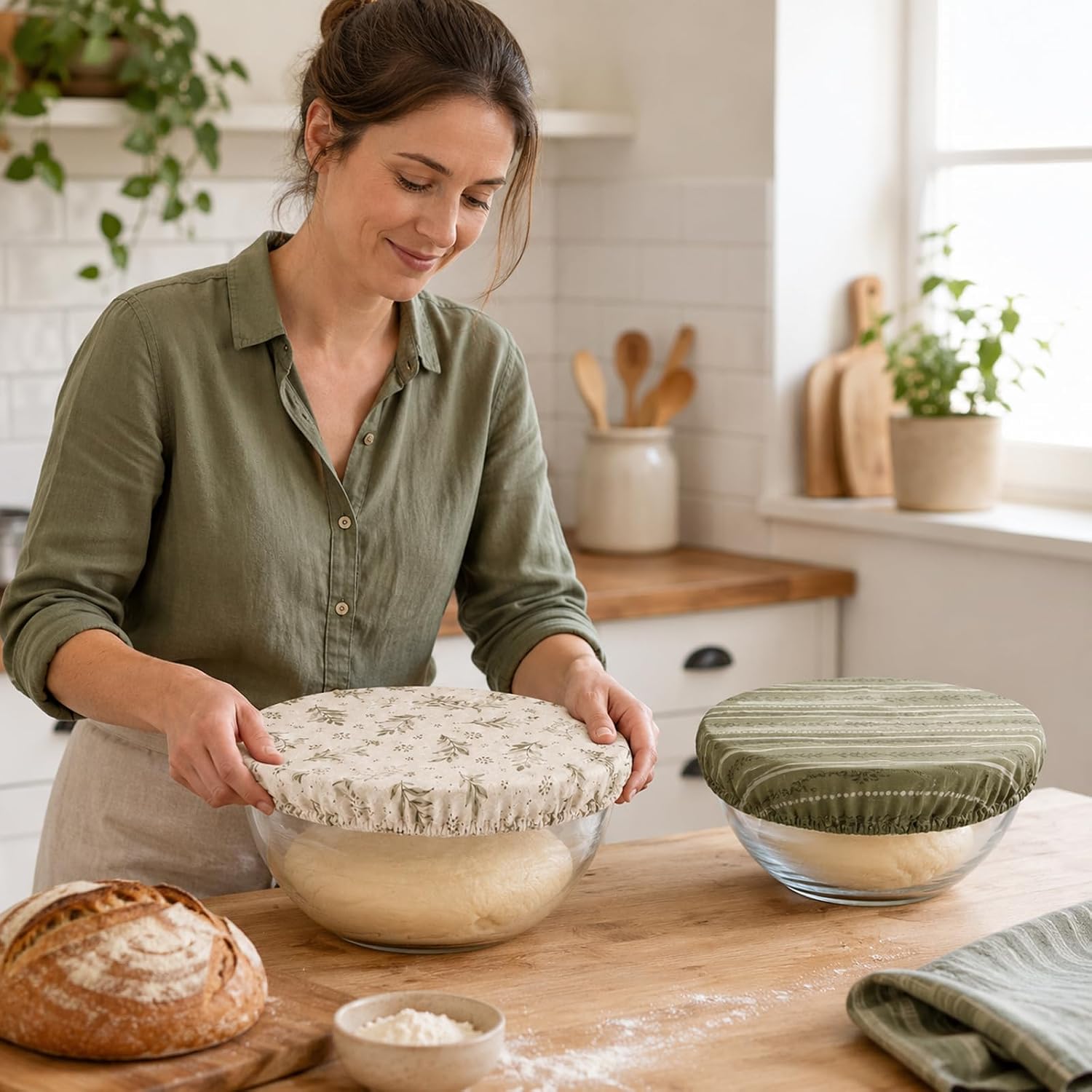 3 Pcs Reusable Sourdough Bowl Covers 8/10/12 In Cotton Bread Proofing Cover