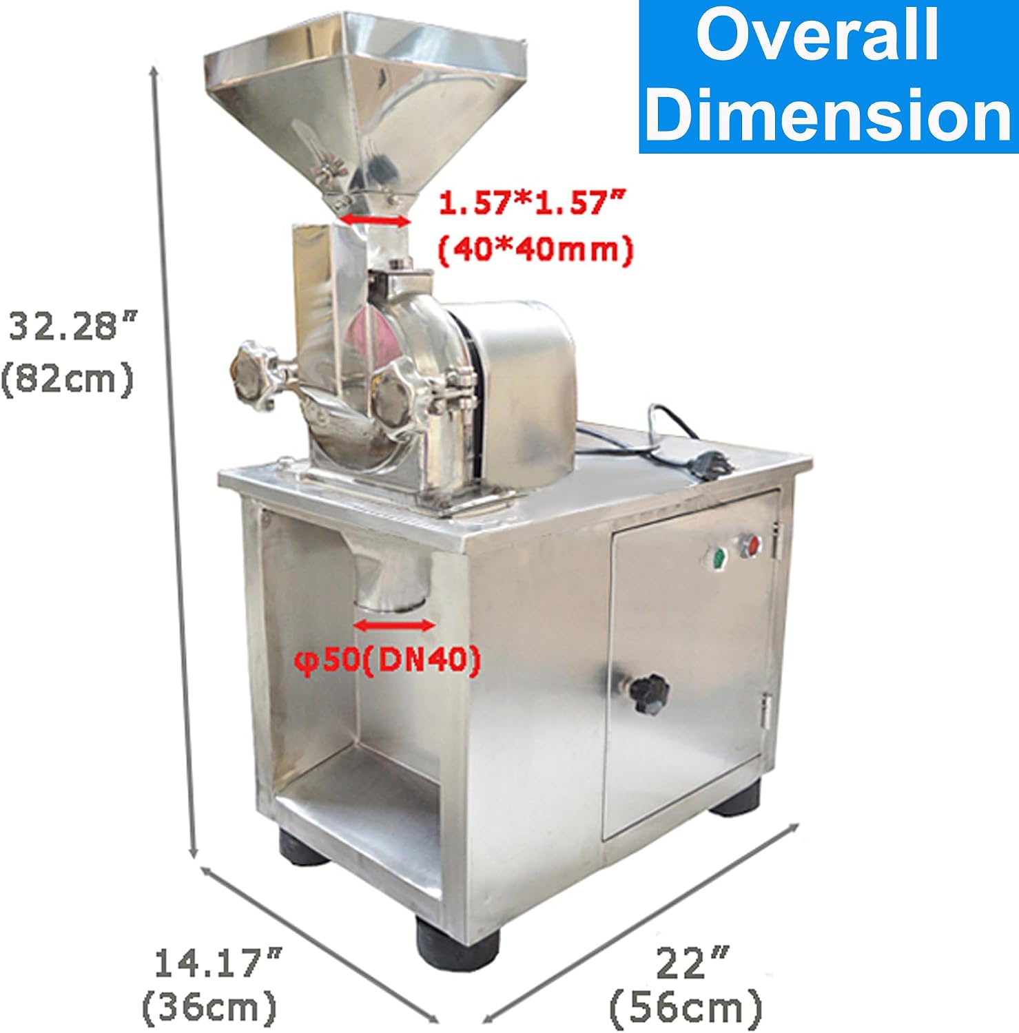 Universal Pulverizer Grain Grinder 1100W Commercial Stainless Steel Food Grinder, 7000RPM, with 10 Mesh Screen 0.5-5kg/h Capacity, for Dry Herb Spice Chemical 110V