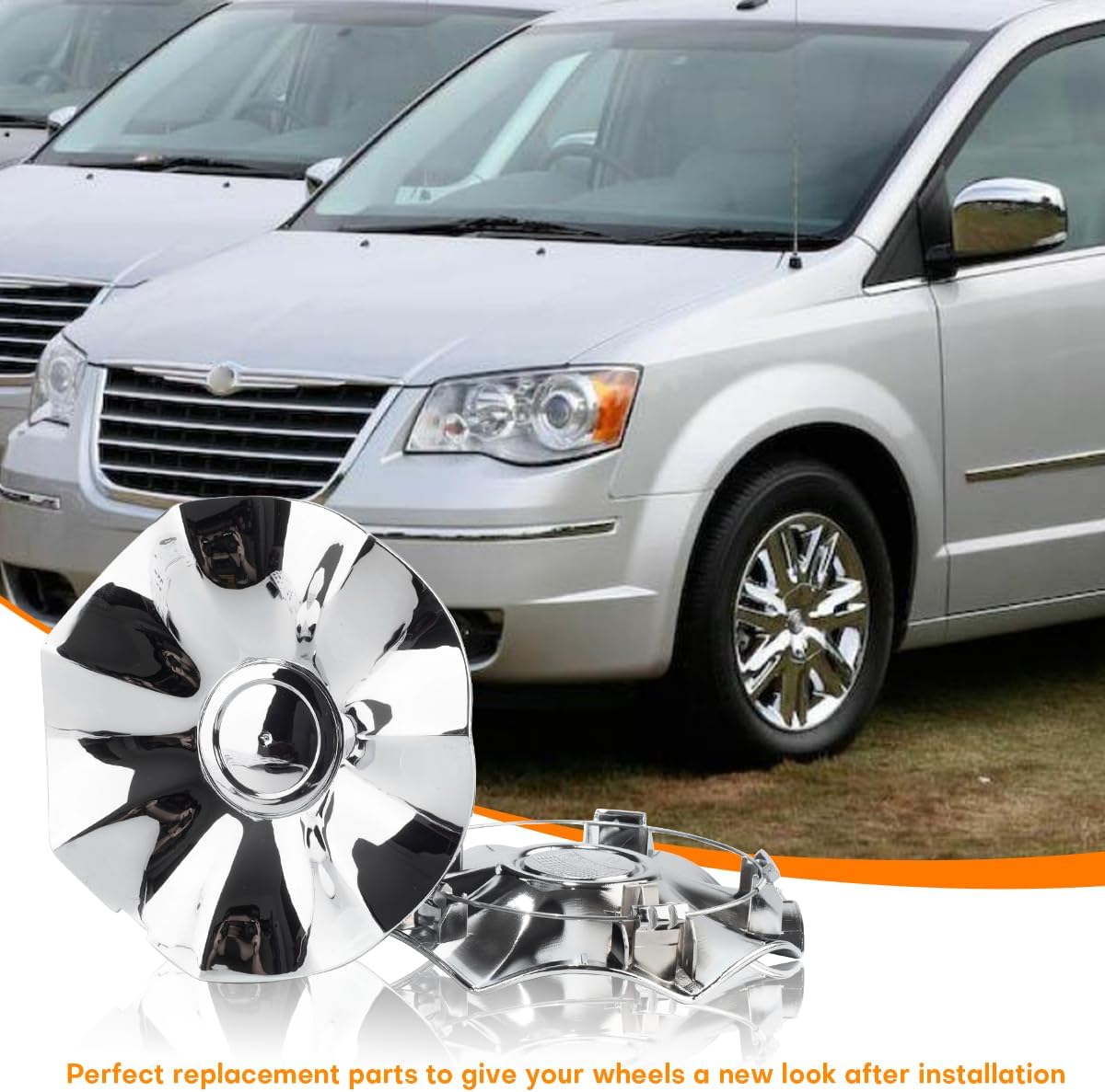 Wheel Center Cap for Chrysler Town Country 2008-2010 17in Wheel Rim Hubcap 04721717AA Chrome Center Cover, 1 Pack
