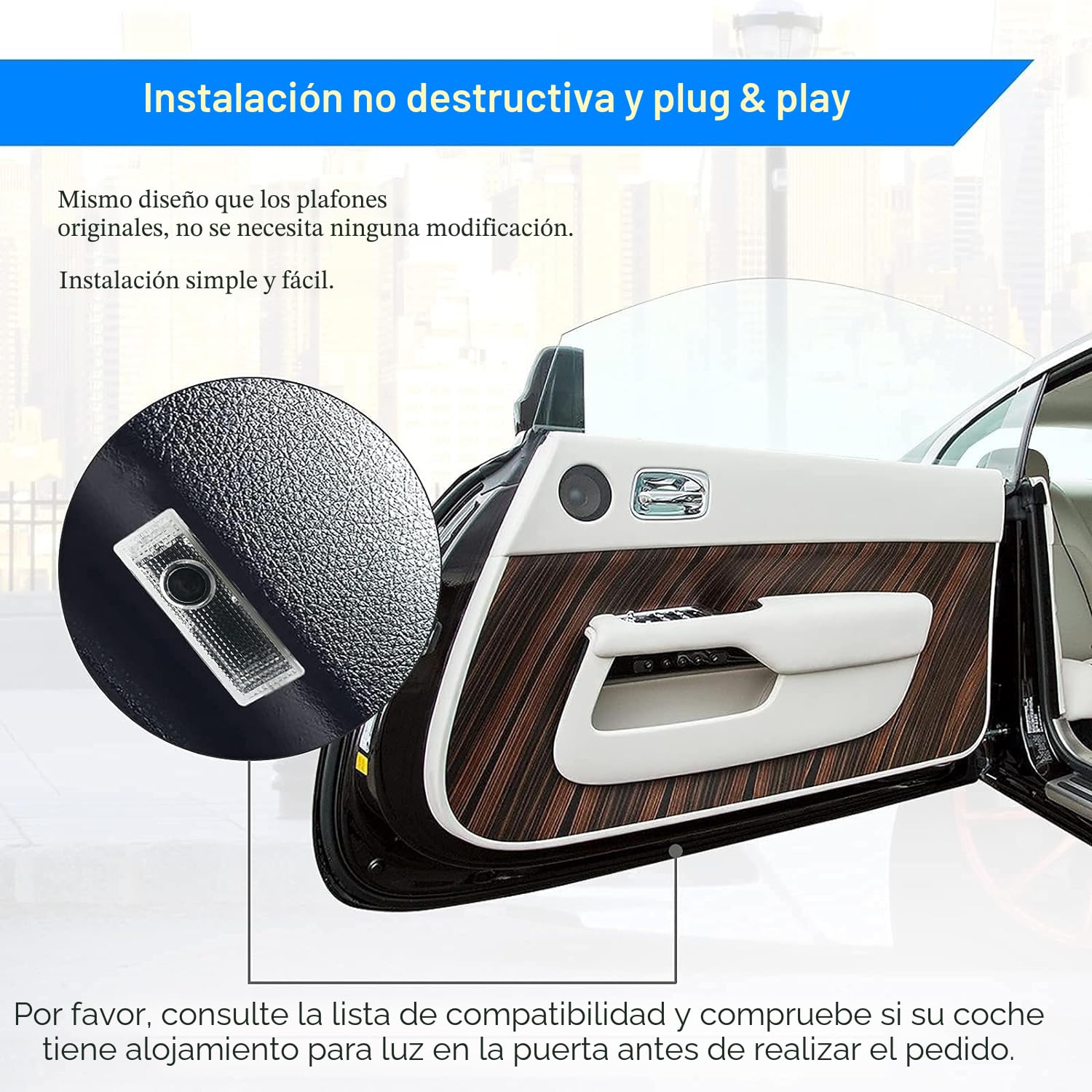 4Pcs Luces LED de Bienvenida para Range Rover/Discovery/Discovery Sport/Aurora/Freelander, Proyector de Luz para Puerta de Coche, Auto Accesorios