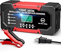 YDBAO 10A 12V Smart Car Battery Charger with LCD Display & Temp Compensation - AGM GEL LiFePO4 Compatible