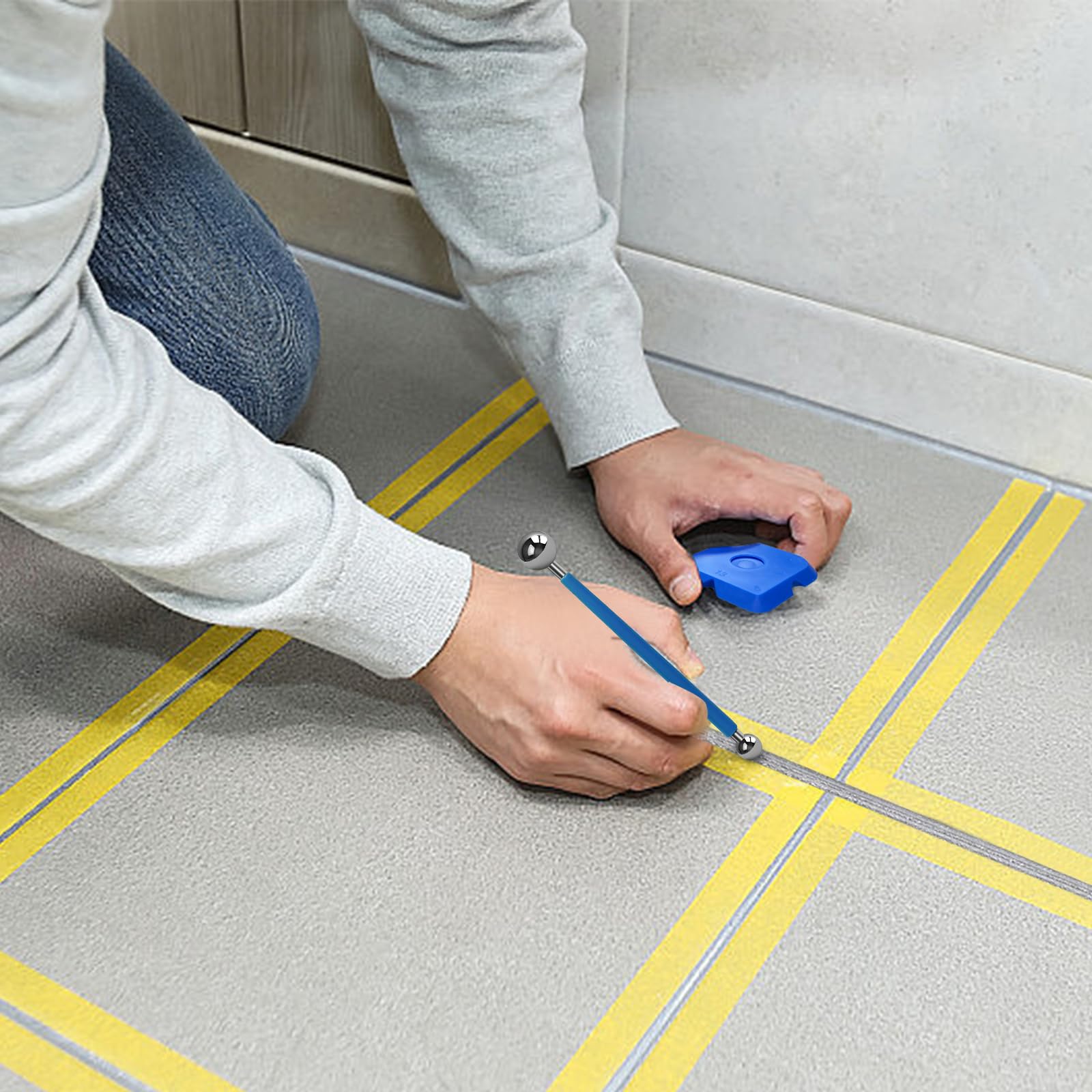 Set di Attrezzi per Piastrelle, 4 Estrattori a Sfera di Metallo, 6 Estrattori in Silicone, Blu