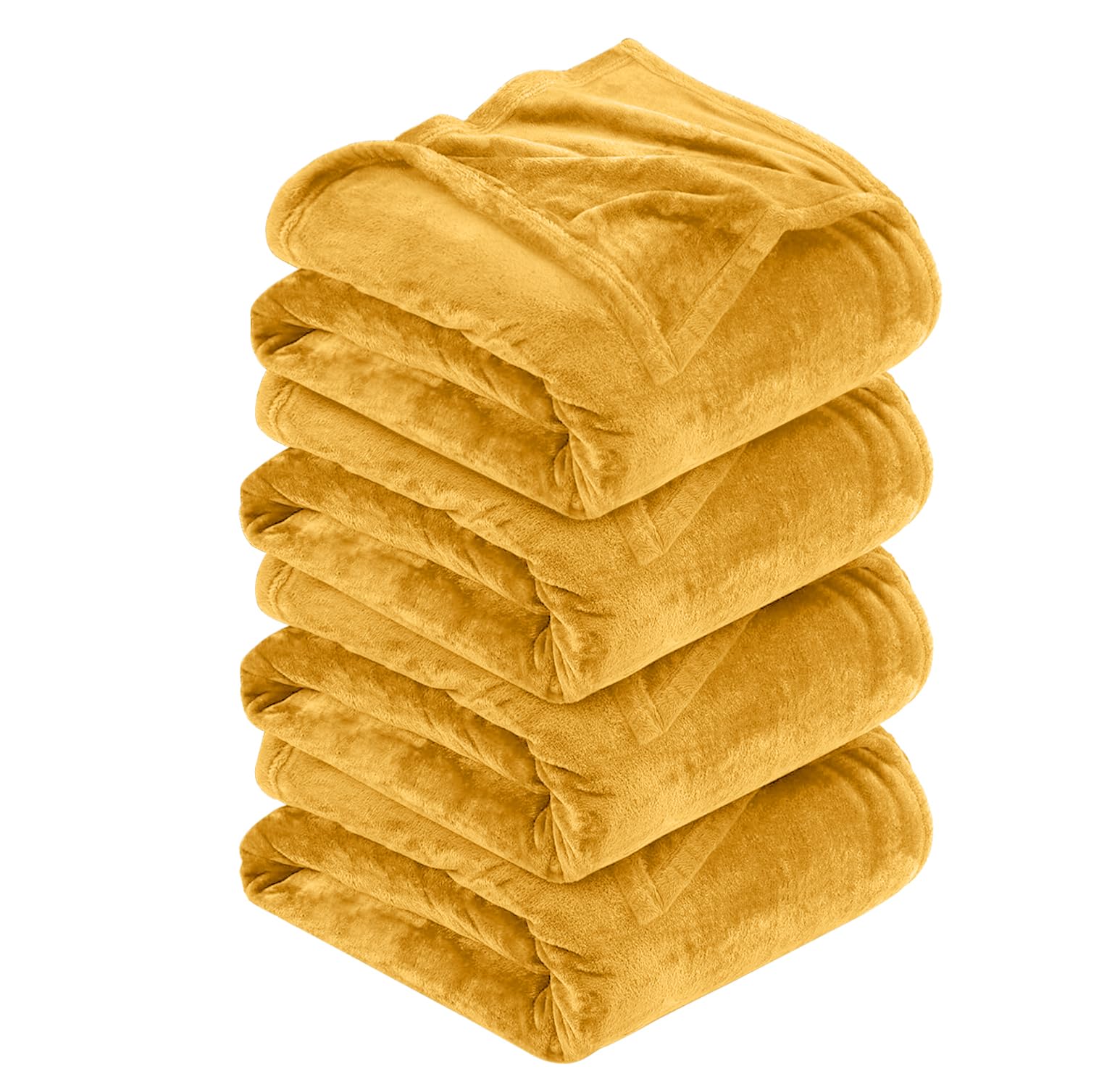 MOONLIGHT20015 Silk Touch Warm 4 Pack Fleece Blankets - 400 GSM Throws for Sofa Fluffy Blanket Bed Throw for Bedroom, Couch, Travel, Kids, Bedroom Accessories Mustard, King (230 X 270CM) — image 1