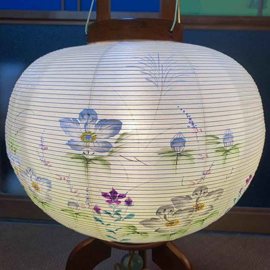 新品未使用高級盆提灯欅大11号絹二重絵2個セットちょうちん