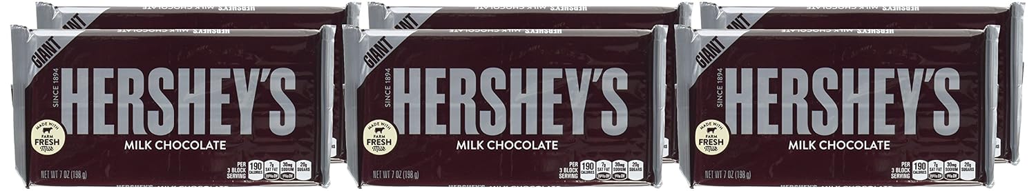 Hersheys Giant Milk Chocolate Bar, 7-Ounce (Pack of 6)